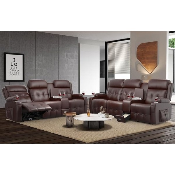 Massage Reclining 4 Seater Sofa Sets