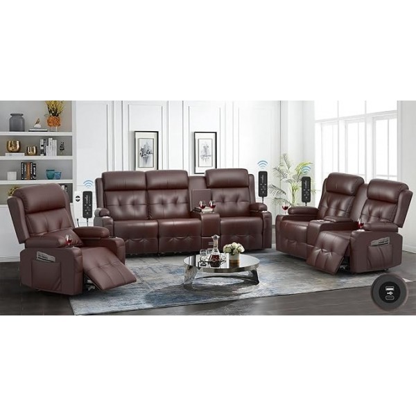 Massage Reclining 4 Seater Sofa Sets